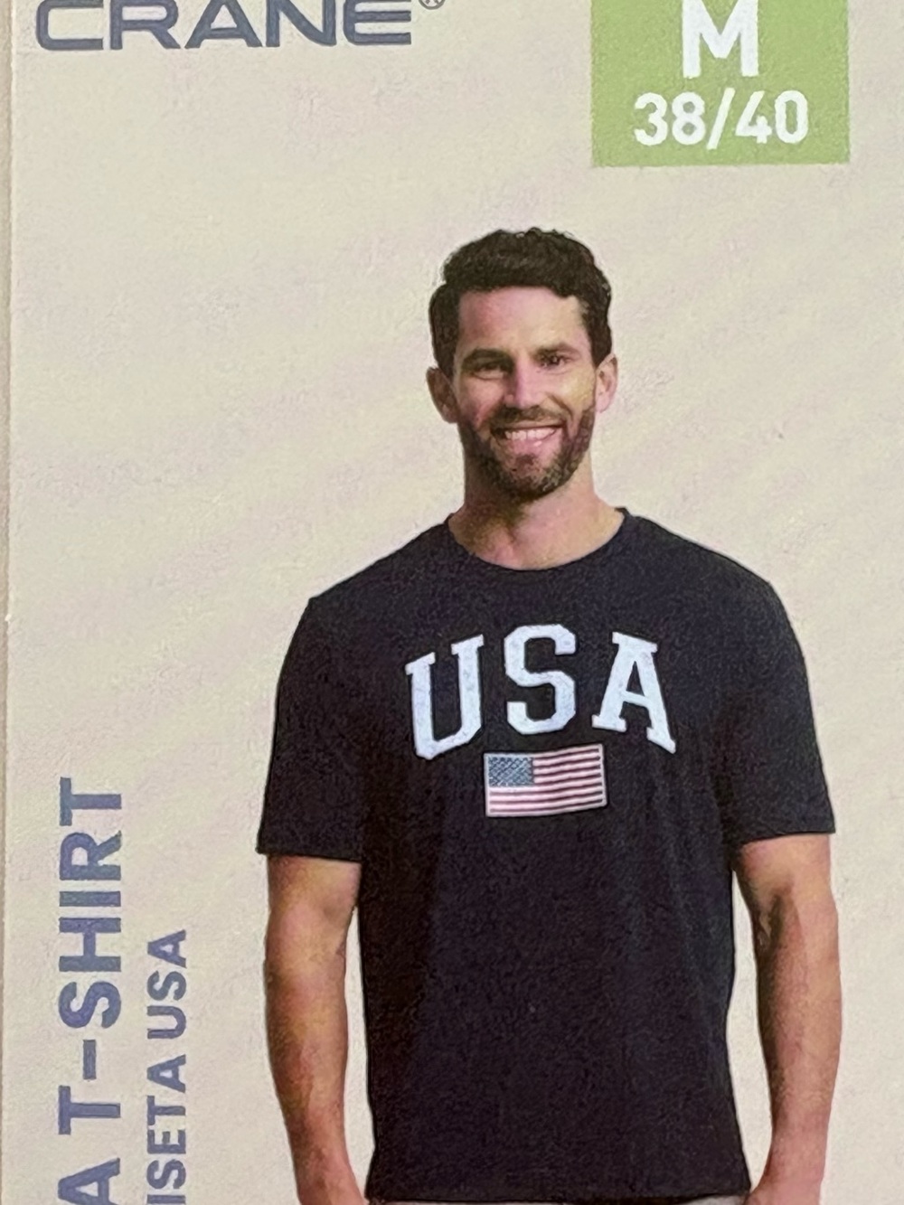 CRANE Men’s USA Flag Performance T-Shirt Navy Blue Size Medium M (38/40) NWT